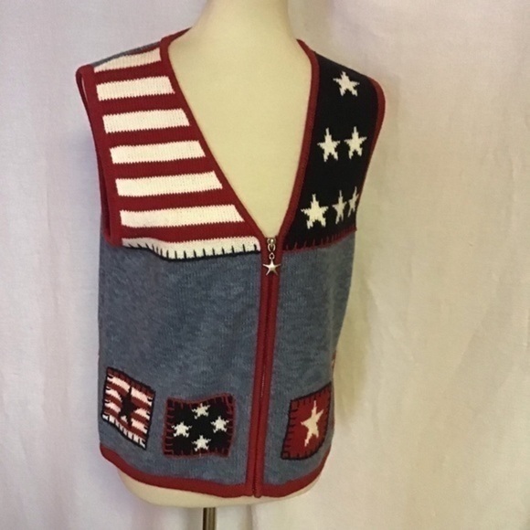 Retro Y2K stars n stripes sweater vest - Picture 4 of 6